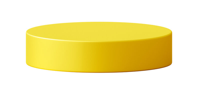 Yellow 3d podium background stand for product display cylinder mockup pedestal
