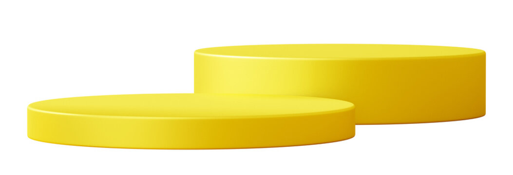 Yellow 3d podium background stand for product display cylinder mockup pedestal backdrop