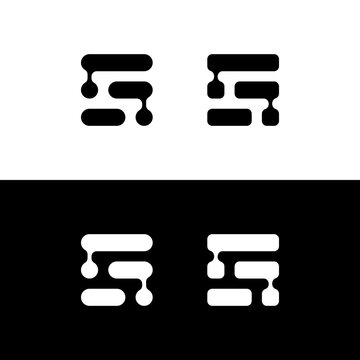 Minimalist geometric tech logo design featuring interconnected digital data blocks and abstract circuitry elements in a modern vector style
