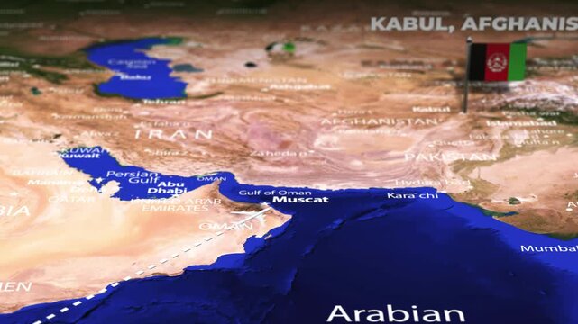 Flight From Nairobi KENYA to Kabul AFGHANISTAN with flag pins