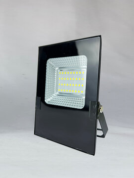 Large powerful square LED floodlight fixture on a clean white studio background
