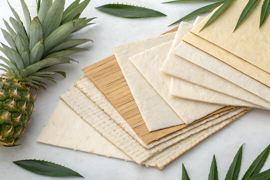background using layered sheets of pressed pineapple leaf fiber, subtle woven texture