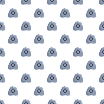Repeating pattern featuring grey runestones with carved gebo rune symbols on a white background