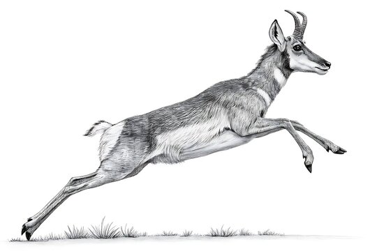 Springbok antelope leaping mid-jump in natural pose