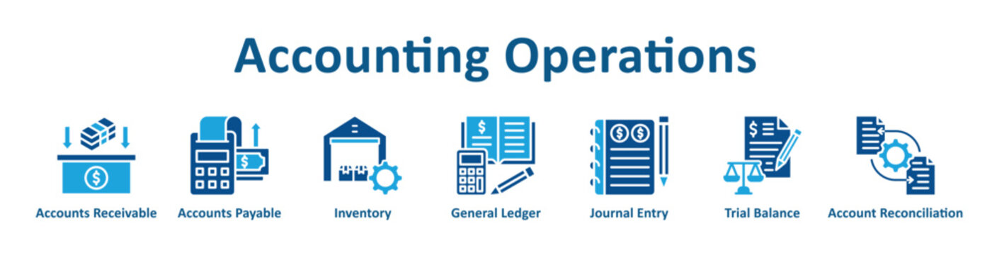 Accounting Operations web icon banner with line art style