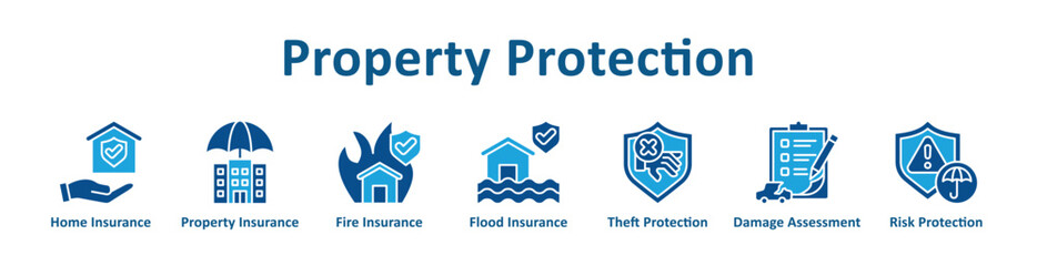Fototapeta premium Property Protection web icon banner with line art style
