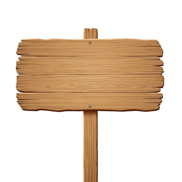 Rustic wooden signpost with blank sign isolated on clean background