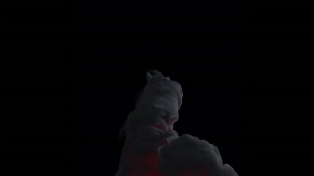 fire tornado swirling red and grey vortex pillar view