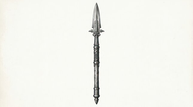 Ornate spear weapon ancient artifact detailed illustration