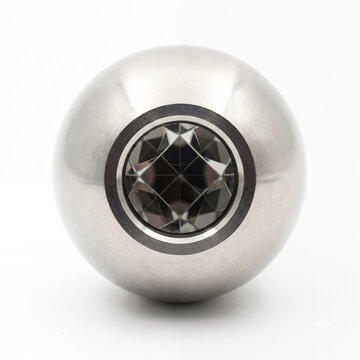 Generic laser tracker spherically mounted retroreflector SMR target ball isolated on white.