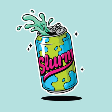 Vibrant Slurpee Can Splash Illustration.