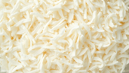 Fototapeta premium Close Up Dried Shredded Coconut Flakes Macro Bakery Ingredient Background