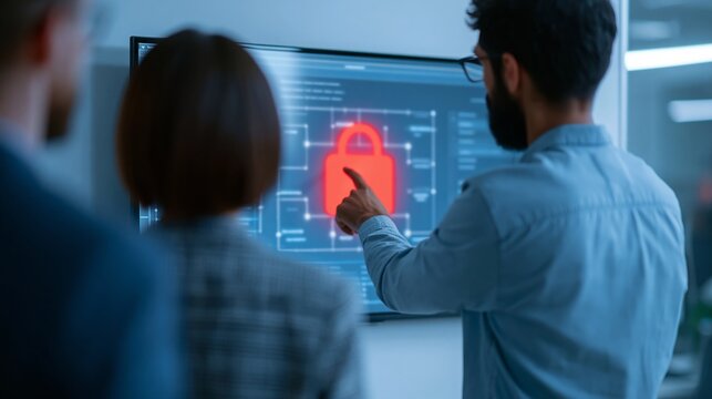 Team discussing cybersecurity data protection