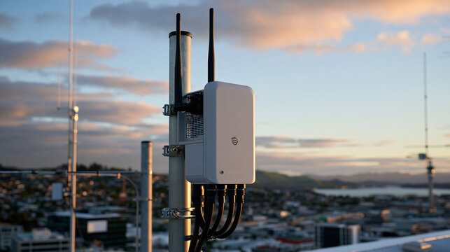 Checked evidence remains paired with the opened service point on a weatherproof antenna connection, making the restoration result directly comparable within the mobile networks ins
