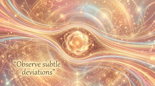 Abstract Golden Energy Flow with Observe Subtle Deviations Text Overlay