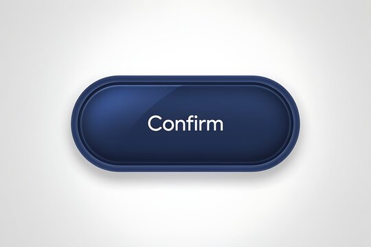Glossy Navy Blue Confirm Call-to-Action Button with Specular Highlight on Light Gray