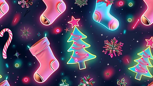 Dark Christmas background with a glowing Christmas tree, warm  lights, sparkling ornaments, a magical night atmosphere, and elegant festive decorations.