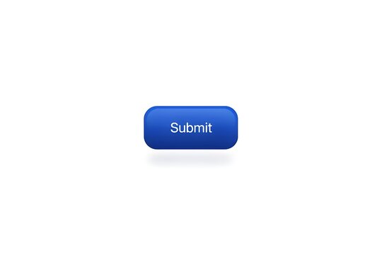 Modern Blue UI Submit Button with Glossy Finish and Subtle Drop Shadow on Minimalist White Background