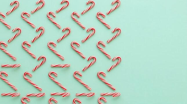 Colorful candy cane pattern on light green background