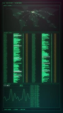 Illegal hacker access dashboard tracking worldwide network downloads on a digital map. A powerful visual asset for cybersecurity alerts and mobile data breach marketing videos.