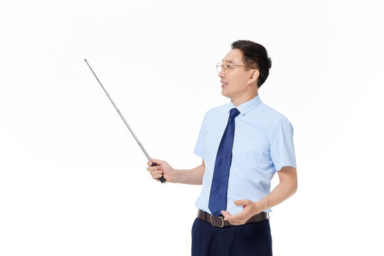 Man Teaching With Pointer Stick