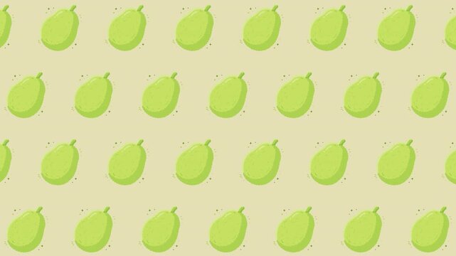 Cute tropical fruit seamless loop pattern with fresh green jackfruits