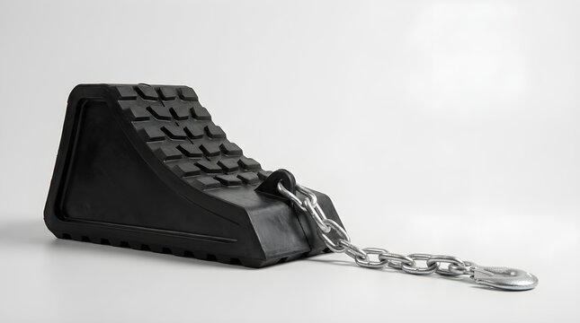 Warehouse wheel chock with safety chain
