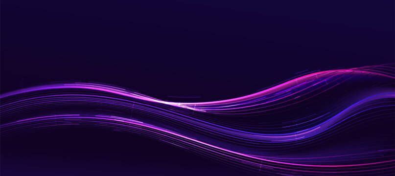Abstract neon light trail cyber technology background banner