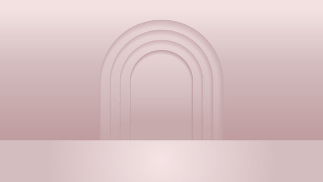 Soft blush vector background with delicate arched outlines, pale gradients and a reflective lower panel, suitable for beauty branding, wedding stationery, packaging, websites and banners.