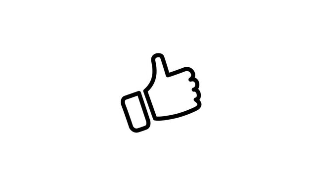 Like, micro animation of icon like in outline design, cartoon, clip art, alpha channel, black and white background motion animate.