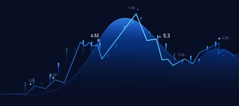Abstract Blue Financial Graph Wave Vector Background