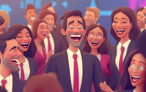 Facial expressions and body language in the cartoon scenes show empathy, active listening, and emotional connection. These visuals support content about EQ in leadership.