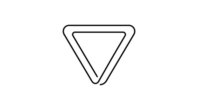 Minimalist continuous line inverted triangle with rounded corners and overlapping loop
