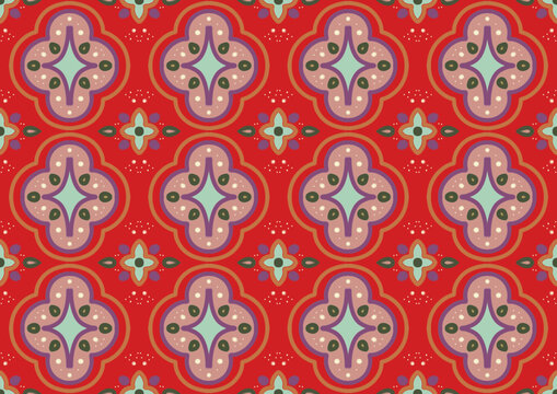 Geometric / Ikat thai style ethnic oriental seamless pattern traditional Design for background,carpet,wallpaper,clothing,wrapping,Batik,fabric, illustration.embroidery style.