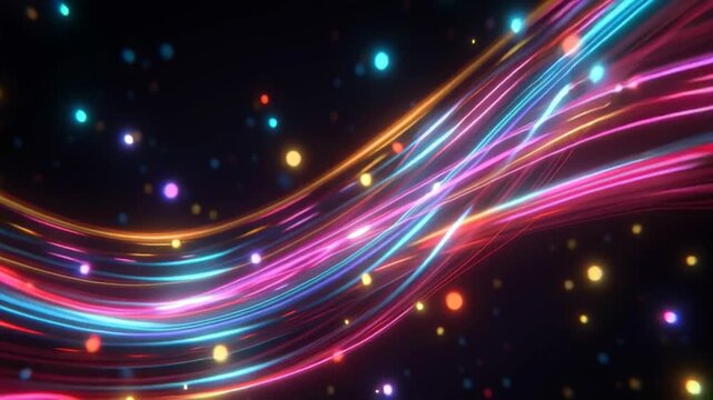 Vivid rainbow-colored light glowing softly against a dark background, creating a bright, colorful and magical atmosphere.