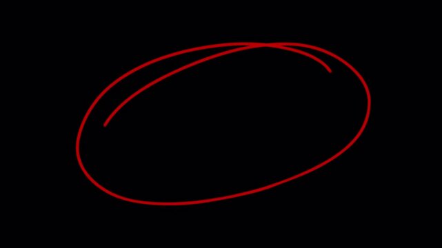 Handwritten red circle frame circle mark animation. alpha channel 4K animation.