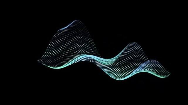 Abstract cyan and blue particle dot wave surface loop