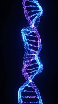 A Stunning Visual Representation of Genetic Structures, Showcasing the Beauty of DNA with Sparkling Blue and Pink Light Waves Against a Dark Background