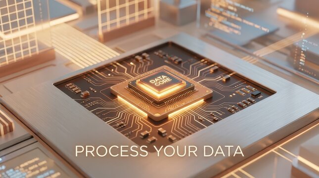 Futuristic Data Core Processor Chip Concept for Advanced Computing and Artificial Intelligence