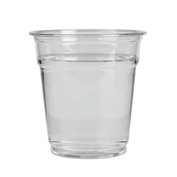 Empty clear plastic disposable cup for cold beverages and drinks isolated on a transparent background