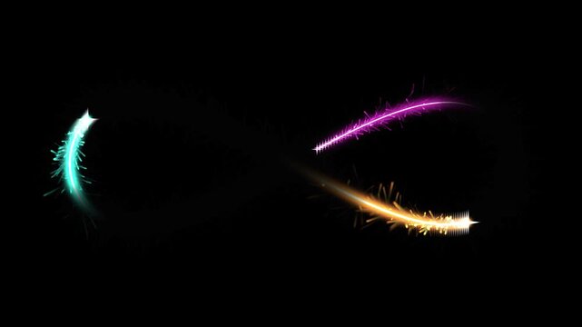 Abstract glowing light trails with spark particles