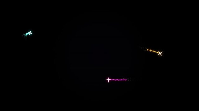 Abstract glowing shooting stars with colorful light trails