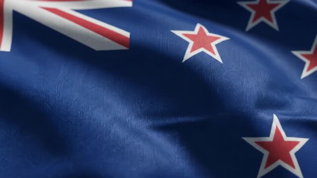 Waving flag of New Zealand, a symbol of national identity and pride.
