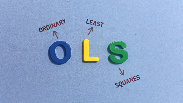 OLS Ordinary Least Squares statistical regression alternative layout concept with letter blocks