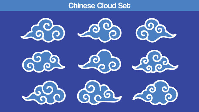 Chinese cloud set china japanese korean asian traditional illustrations calligraphy decorations element vector design for background and wallpaper 18