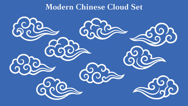 Chinese cloud set china japanese korean asian traditional illustrations calligraphy decorations element vector design for background and wallpaper 17