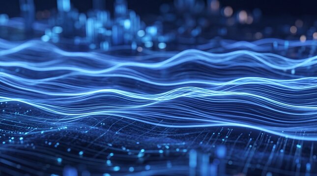 Abstract Digital Data Waves and Futuristic Network Connection