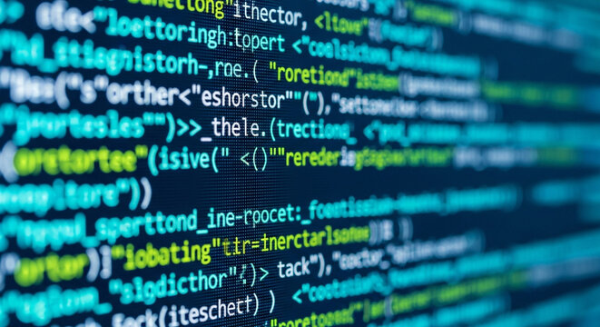 Close up view of computer code on screen