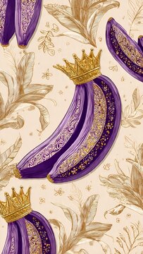 Luxury Indonesian Raja Banana Crown Batik Seamless Pattern Vector