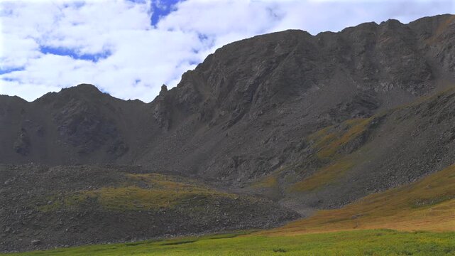 Missouri Mountain 14er peak landmark Missouri Gulch Trail Collegiate Peaks trailhead High alpine tundra ature landscape summer morning blue sky clouds Colorado Rocky Mountain Sawatch Range static